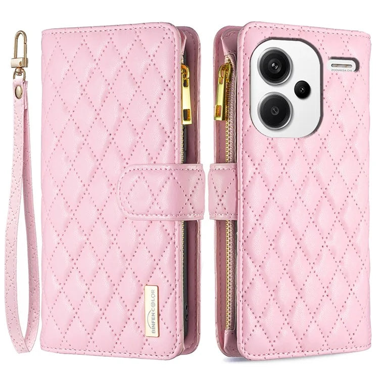 BINFEN COLOR BF Style-15 For Xiaomi Redmi Note 13 Pro+ 5G Case Zipper Magnetic Folio Phone Cover