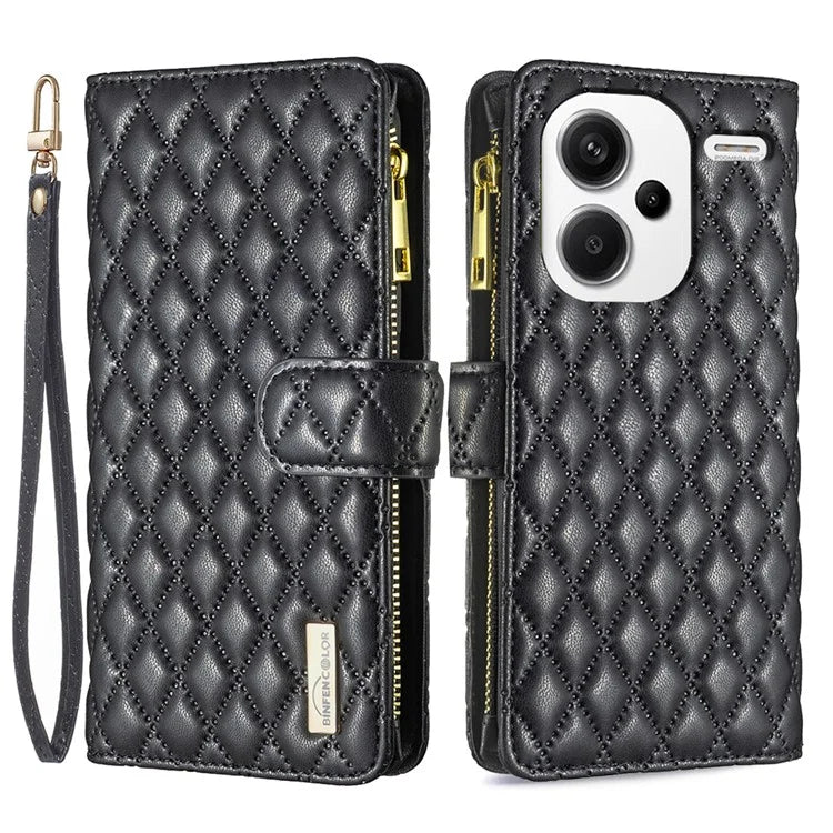 BINFEN COLOR BF Style-15 For Xiaomi Redmi Note 13 Pro+ 5G Case Zipper Magnetic Folio Phone Cover