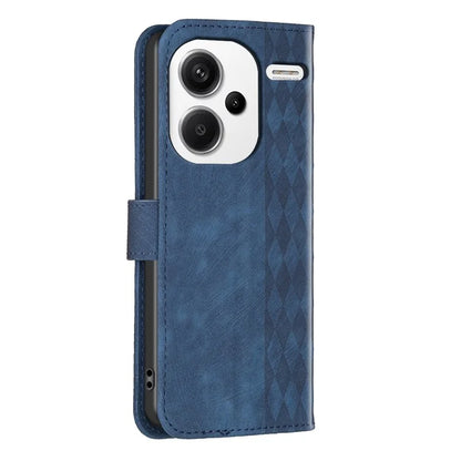 For Xiaomi Redmi Note 13 Pro+ 5G Leather Wallet Case Grid Pattern Shockproof Flip Cover