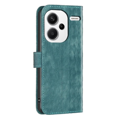 For Xiaomi Redmi Note 13 Pro+ 5G Leather Wallet Case Grid Pattern Shockproof Flip Cover