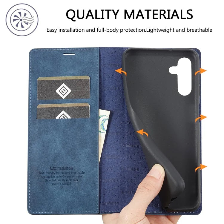LC.IMEEKE For Samsung Galaxy A55 5G Wallet Case Microfiber Leather Phone Cover
