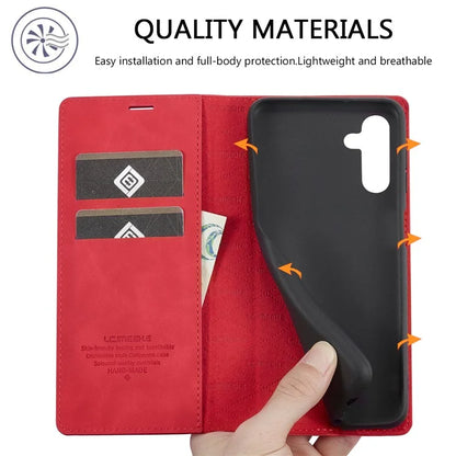 LC.IMEEKE For Samsung Galaxy A55 5G Wallet Case Microfiber Leather Phone Cover