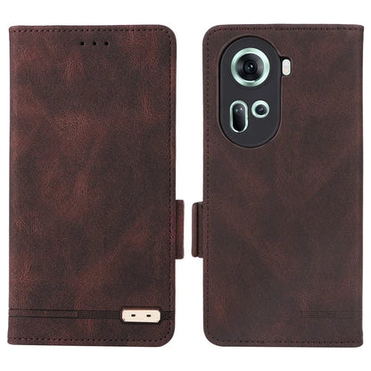 For Oppo Reno11 5G (Global) Flip Leather Case Hardware Decor Phone Cover with Wallet