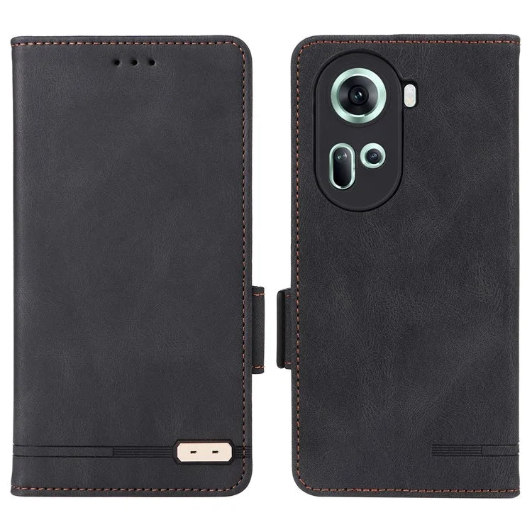 For Oppo Reno11 5G (Global) Flip Leather Case Hardware Decor Phone Cover with Wallet