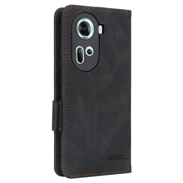 For Oppo Reno11 5G (Global) Flip Leather Case Hardware Decor Phone Cover with Wallet