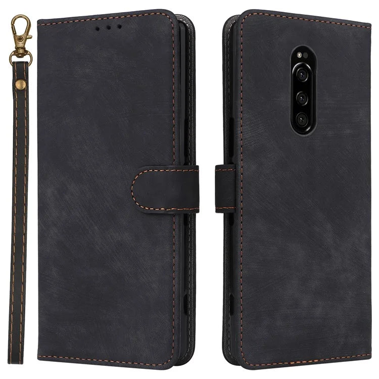 For Sony Xperia 1 RFID Blocking Leather Case with Strap Phone Wallet Cover