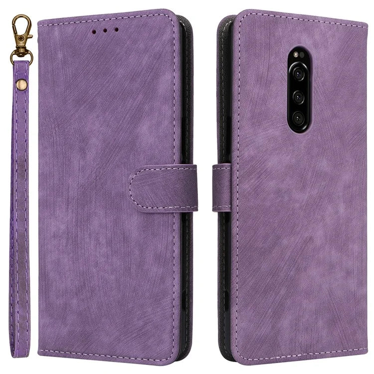 For Sony Xperia 1 RFID Blocking Leather Case with Strap Phone Wallet Cover