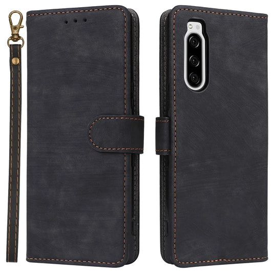 For Sony Xperia 5 Wallet Cell Phone Case RFID Blocking PU Leather Phone Stand Cover