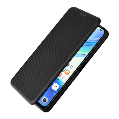 Carbon Fiber Texture Case for Honor X7b 4G Leather Phone Cover with Card Slot