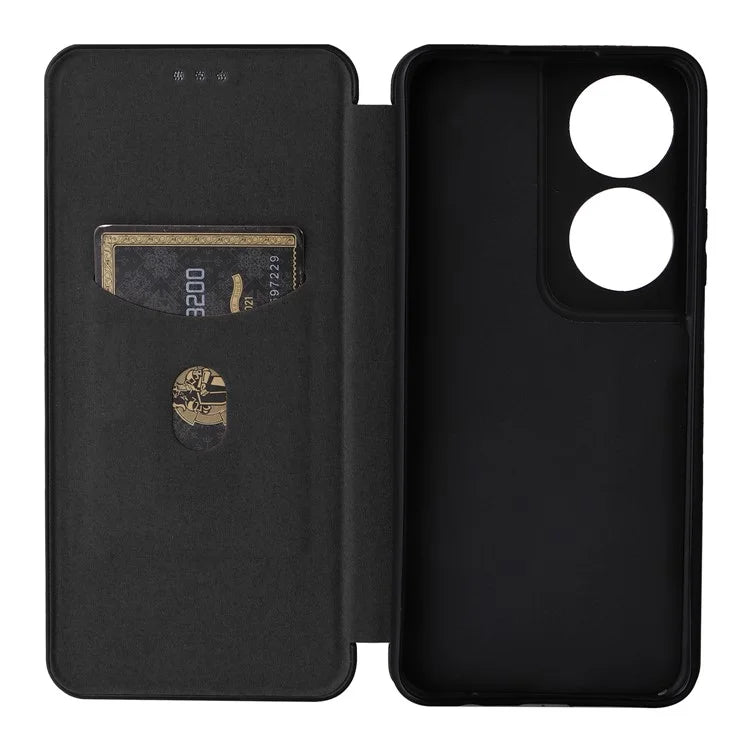 Carbon Fiber Texture Case for Honor X7b 4G Leather Phone Cover with Card Slot