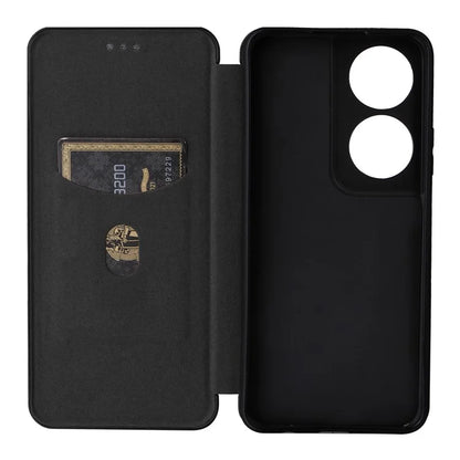 Carbon Fiber Texture Case for Honor X7b 4G Leather Phone Cover with Card Slot