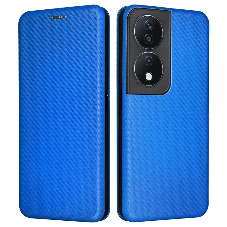 Carbon Fiber Texture Case for Honor X7b 4G Leather Phone Cover with Card Slot