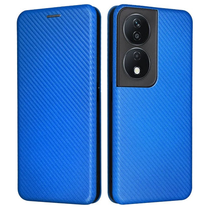 Carbon Fiber Texture Case for Honor X7b 4G Leather Phone Cover with Card Slot