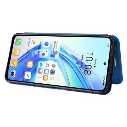 Carbon Fiber Texture Case for Honor X7b 4G Leather Phone Cover with Card Slot