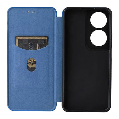 Carbon Fiber Texture Case for Honor X7b 4G Leather Phone Cover with Card Slot