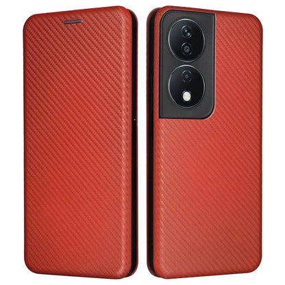 Carbon Fiber Texture Case for Honor X7b 4G Leather Phone Cover with Card Slot