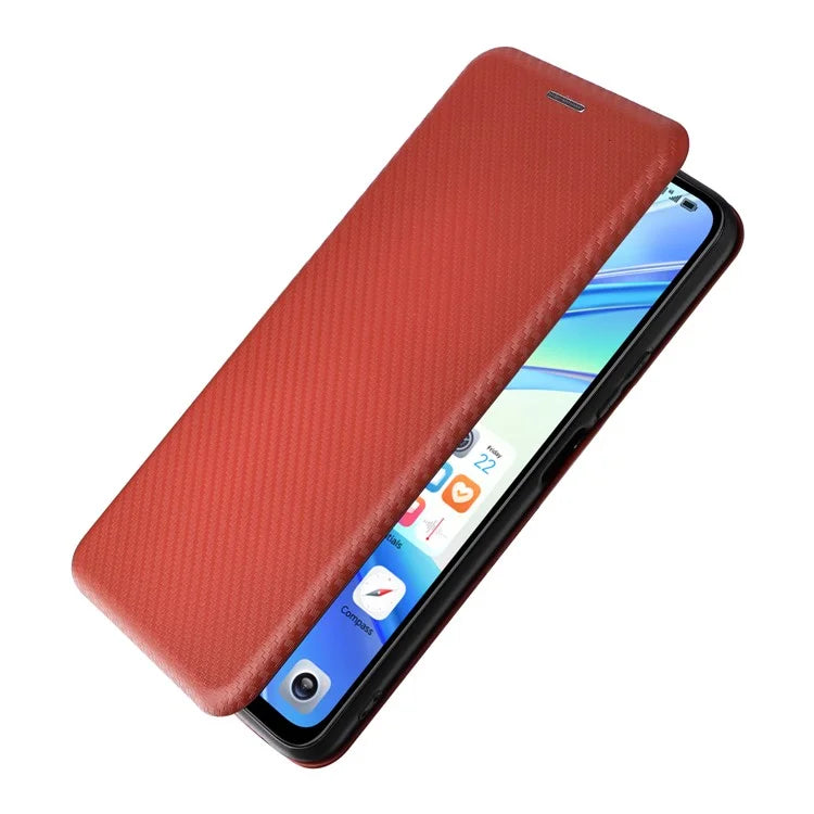Carbon Fiber Texture Case for Honor X7b 4G Leather Phone Cover with Card Slot