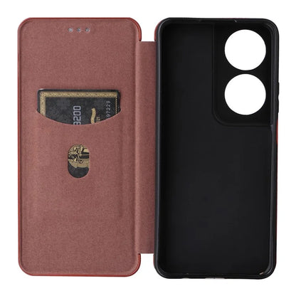 Carbon Fiber Texture Case for Honor X7b 4G Leather Phone Cover with Card Slot