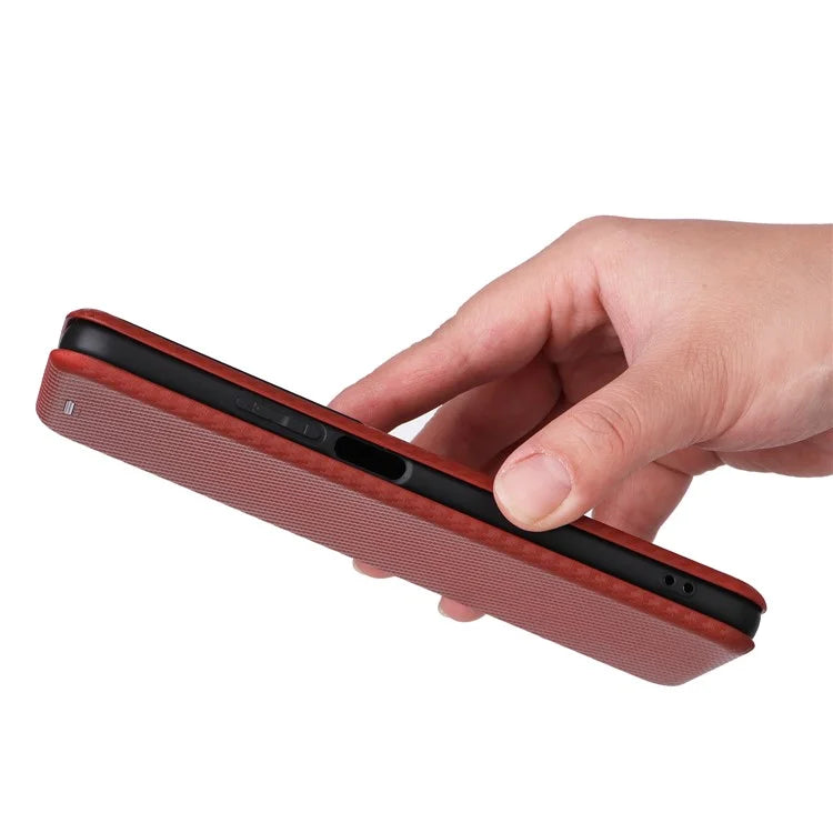Carbon Fiber Texture Case for Honor X7b 4G Leather Phone Cover with Card Slot