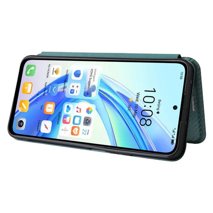 Carbon Fiber Texture Case for Honor X7b 4G Leather Phone Cover with Card Slot