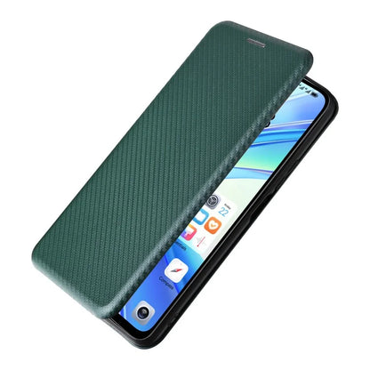 Carbon Fiber Texture Case for Honor X7b 4G Leather Phone Cover with Card Slot