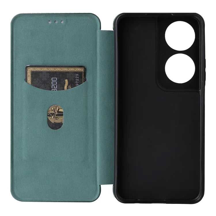 Carbon Fiber Texture Case for Honor X7b 4G Leather Phone Cover with Card Slot