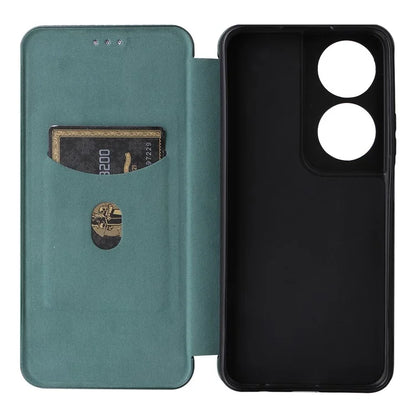 Carbon Fiber Texture Case for Honor X7b 4G Leather Phone Cover with Card Slot
