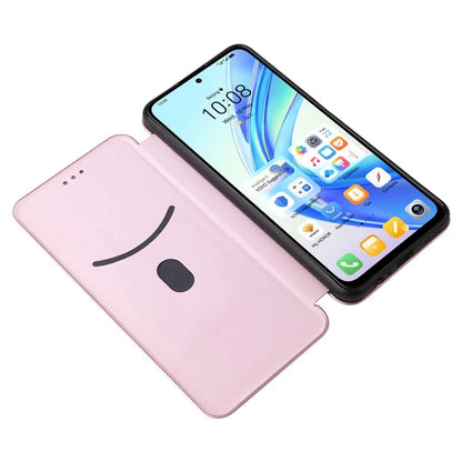 Carbon Fiber Texture Case for Honor X7b 4G Leather Phone Cover with Card Slot