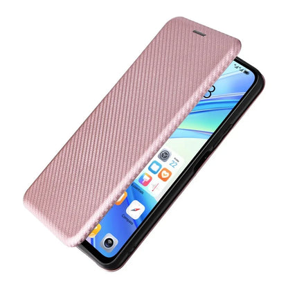 Carbon Fiber Texture Case for Honor X7b 4G Leather Phone Cover with Card Slot