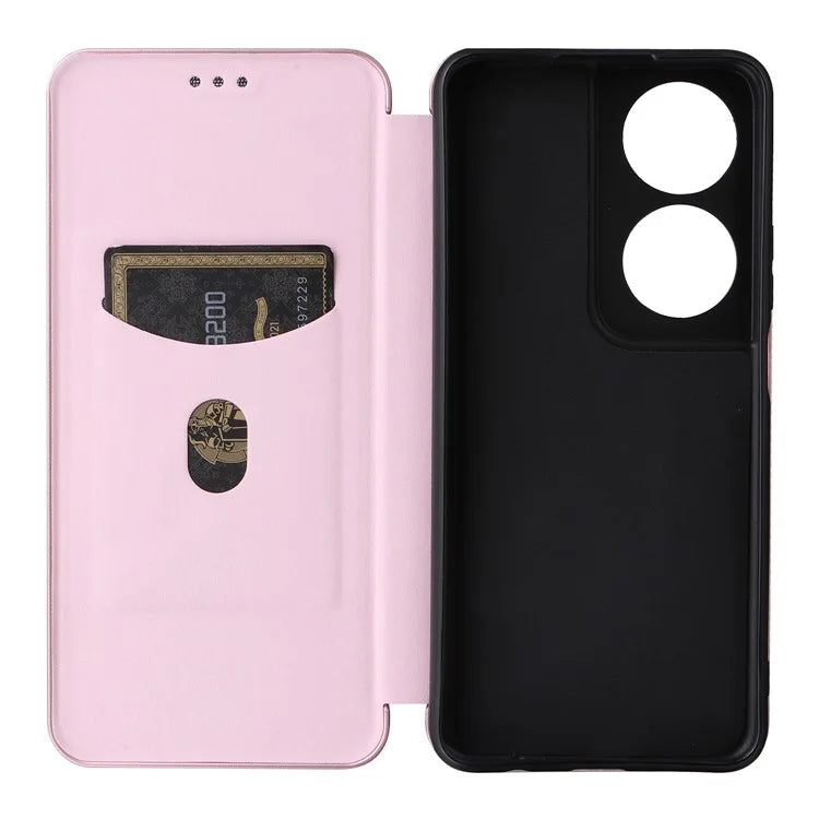 Carbon Fiber Texture Case for Honor X7b 4G Leather Phone Cover with Card Slot