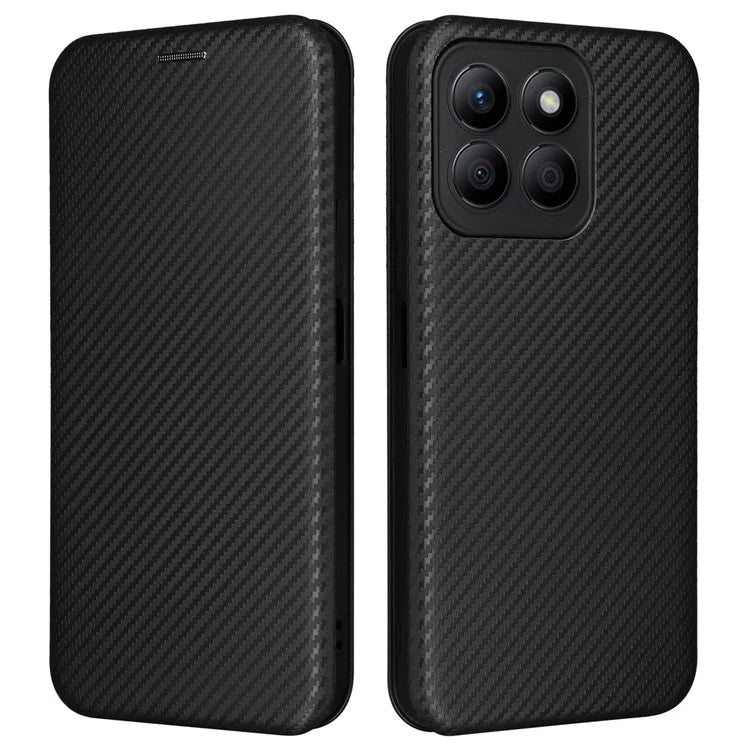 For Honor X8b 4G Stand Phone Case Carbon Fiber Texture Leather Cover
