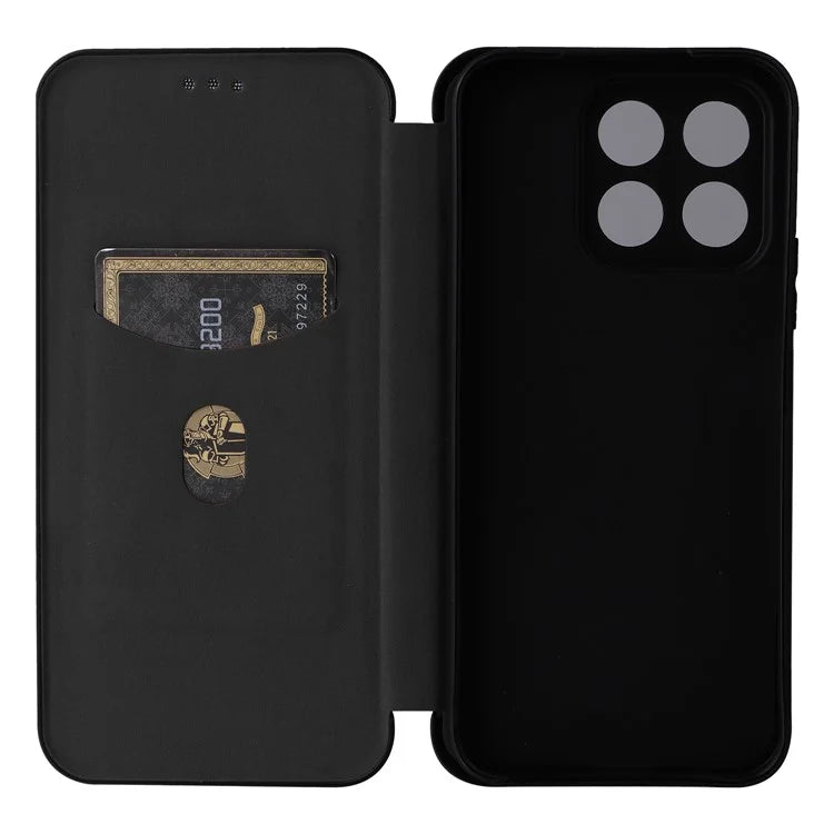 For Honor X8b 4G Stand Phone Case Carbon Fiber Texture Leather Cover