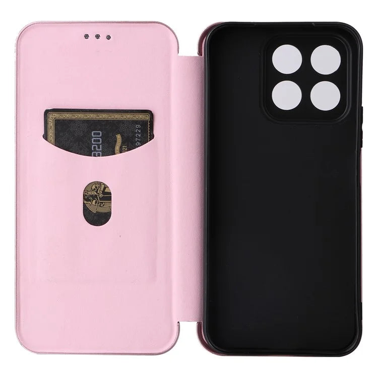 For Honor X8b 4G Stand Phone Case Carbon Fiber Texture Leather Cover
