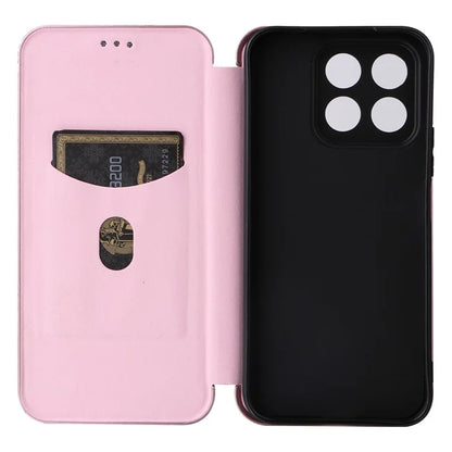 For Honor X8b 4G Stand Phone Case Carbon Fiber Texture Leather Cover