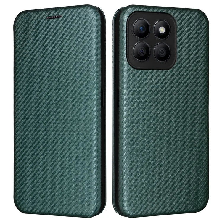 For Honor X8b 4G Stand Phone Case Carbon Fiber Texture Leather Cover