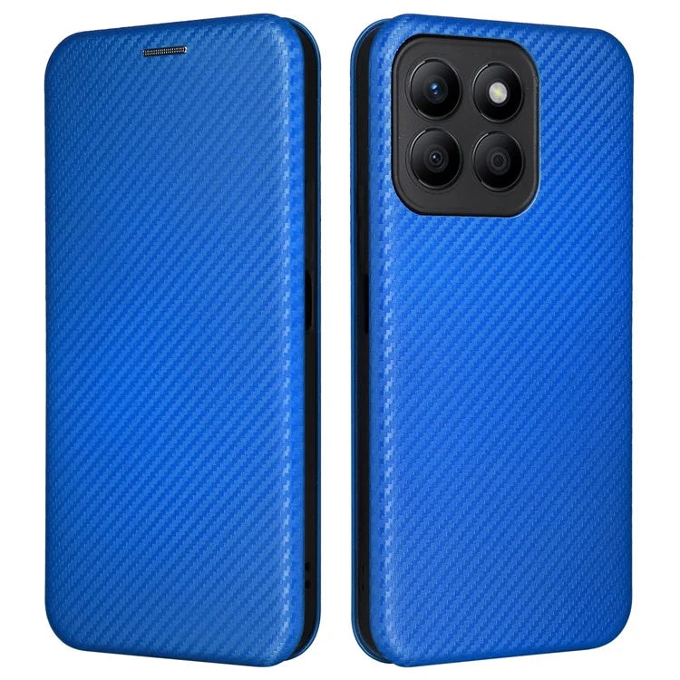 For Honor X8b 4G Stand Phone Case Carbon Fiber Texture Leather Cover