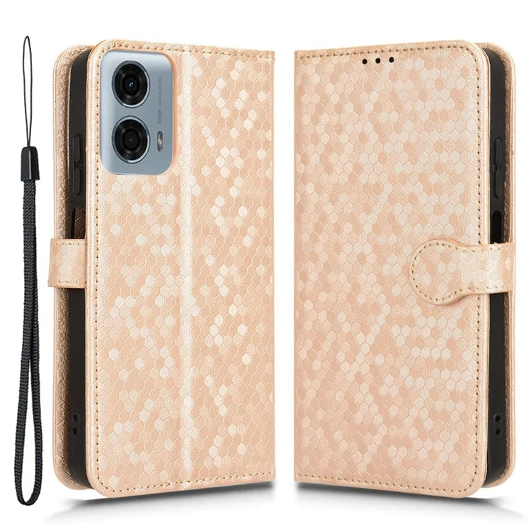 For Motorola Moto G Power (2024) Phone Case Dot Imprinted Wallet Flip Cover