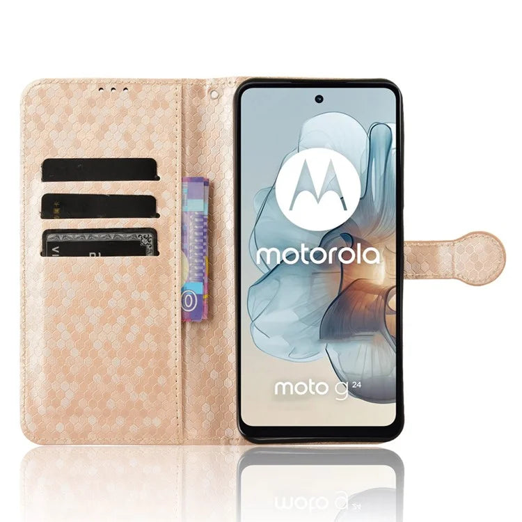 For Motorola Moto G Power (2024) Phone Case Dot Imprinted Wallet Flip Cover