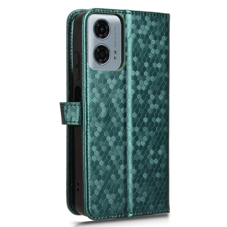 For Motorola Moto G Power (2024) Phone Case Dot Imprinted Wallet Flip Cover