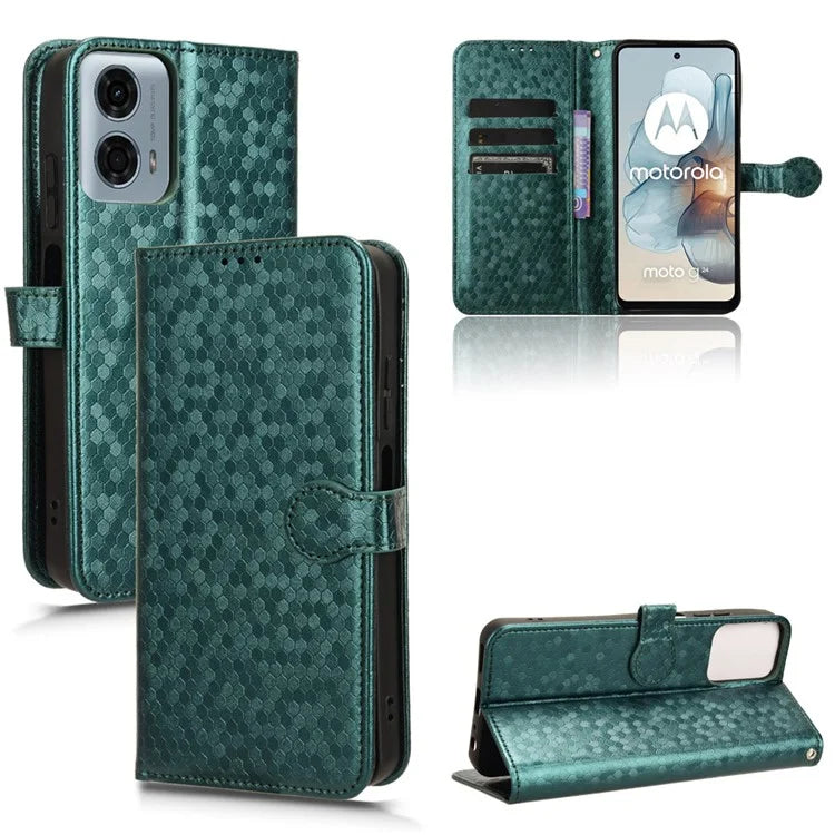 For Motorola Moto G Power (2024) Phone Case Dot Imprinted Wallet Flip Cover