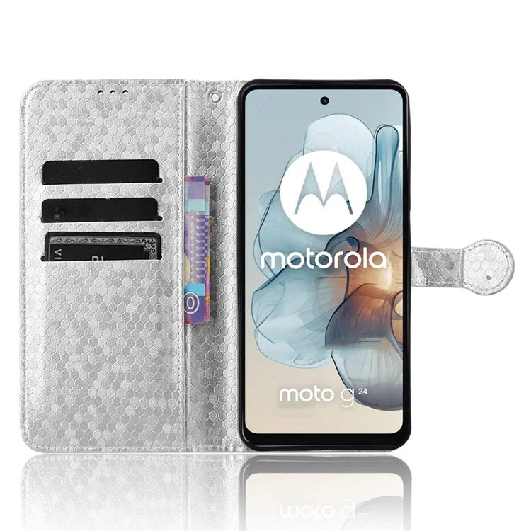 For Motorola Moto G Power (2024) Phone Case Dot Imprinted Wallet Flip Cover