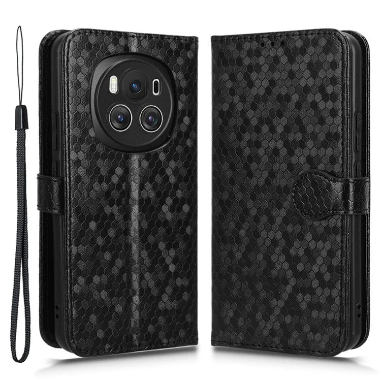 For Honor Magic6 5G Leather Case Dot Imprinted Phone Cover Wallet