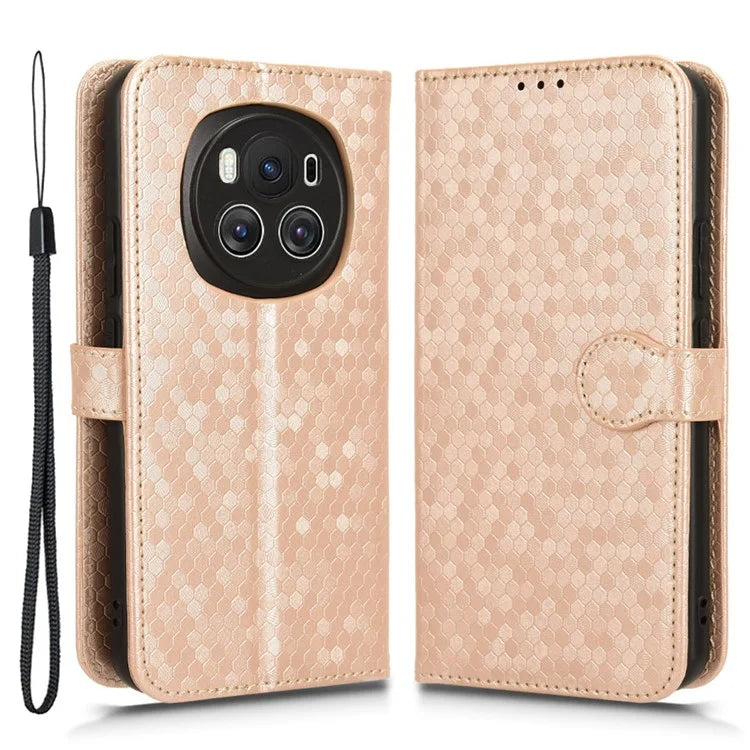 For Honor Magic6 5G Leather Case Dot Imprinted Phone Cover Wallet