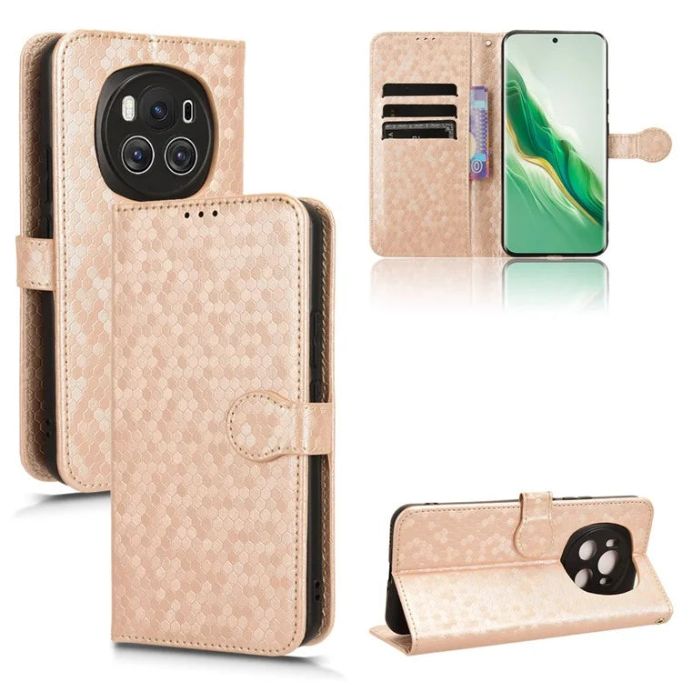 For Honor Magic6 5G Leather Case Dot Imprinted Phone Cover Wallet