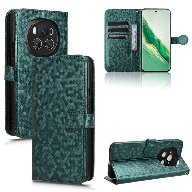 For Honor Magic6 5G Leather Case Dot Imprinted Phone Cover Wallet