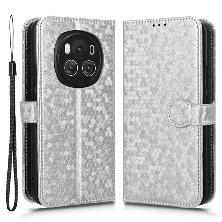 For Honor Magic6 5G Leather Case Dot Imprinted Phone Cover Wallet