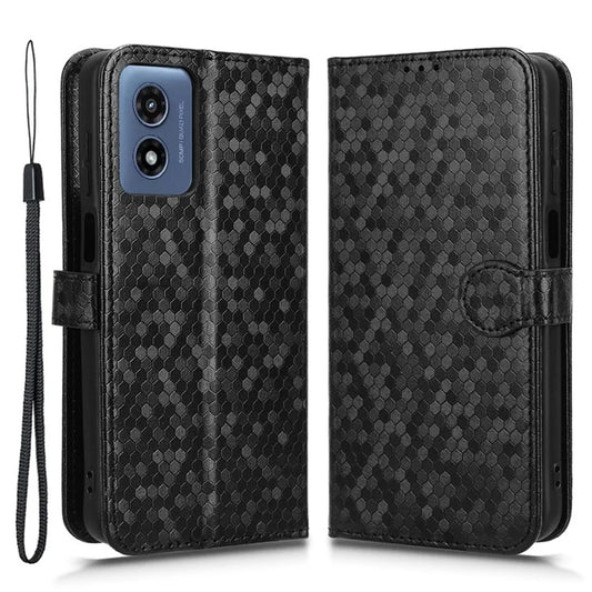 For Motorola Moto G Play (2024) 4G Case PU Leather Wallet Phone Cover Dot Imprinted