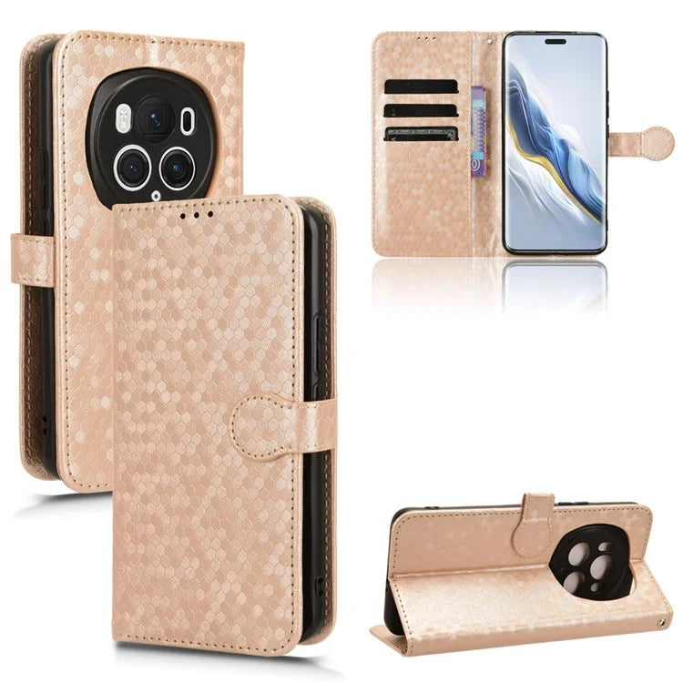 For Honor Magic6 Pro 5G Case Dot Imprinted PU Leather Cover with Wallet