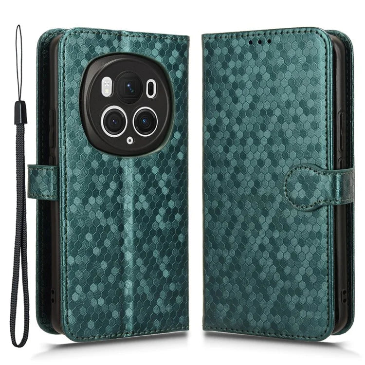 For Honor Magic6 Pro 5G Case Dot Imprinted PU Leather Cover with Wallet
