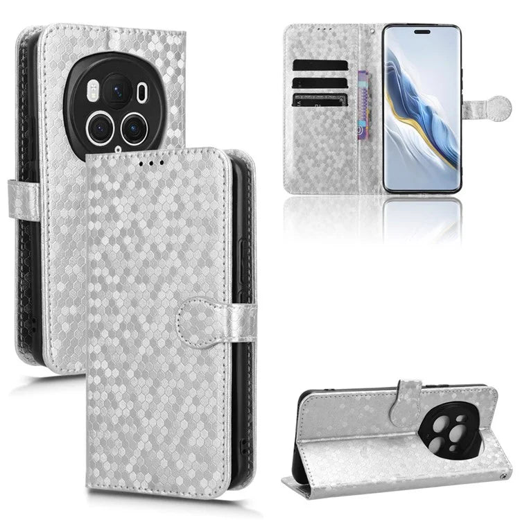 For Honor Magic6 Pro 5G Case Dot Imprinted PU Leather Cover with Wallet